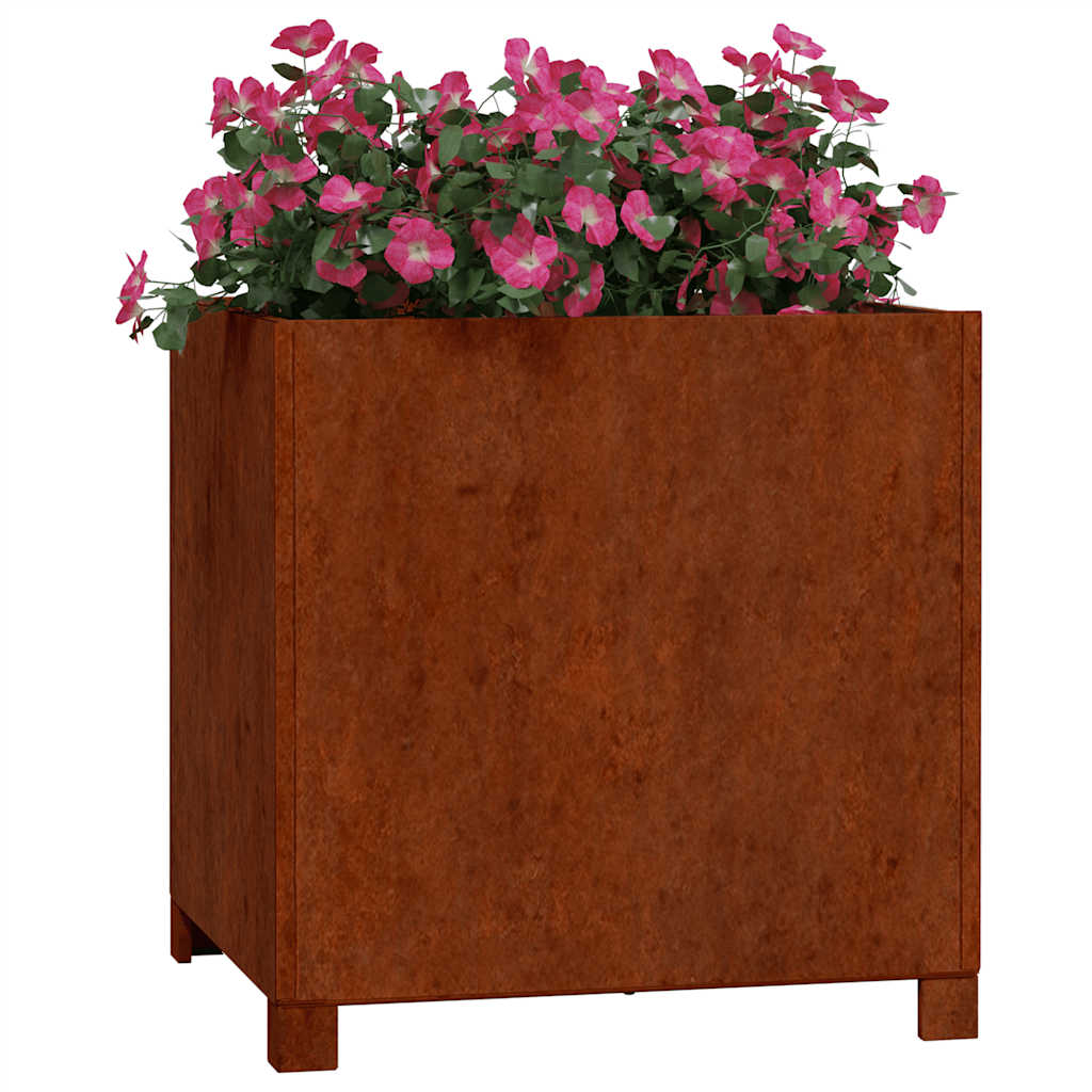 vidaXL Planters with Legs 2 pcs Rusty 50x50x50 cm Corten Steel