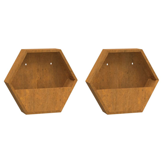 vidaXL Wall Planters 2 pcs Rusty Corten Steel 46x10x40 cm