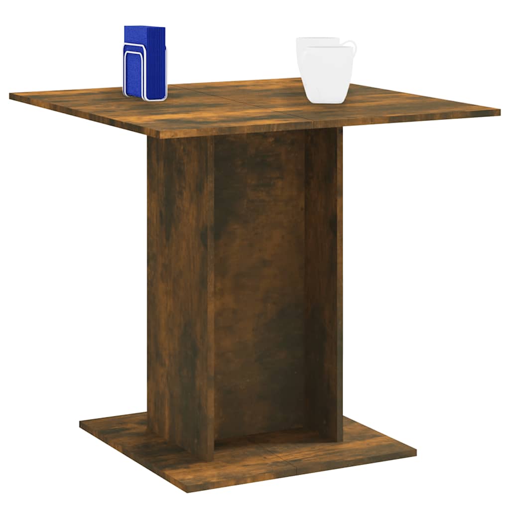 vidaXL Dining Table Smoked Oak 80x80x75 cm Engineered Wood