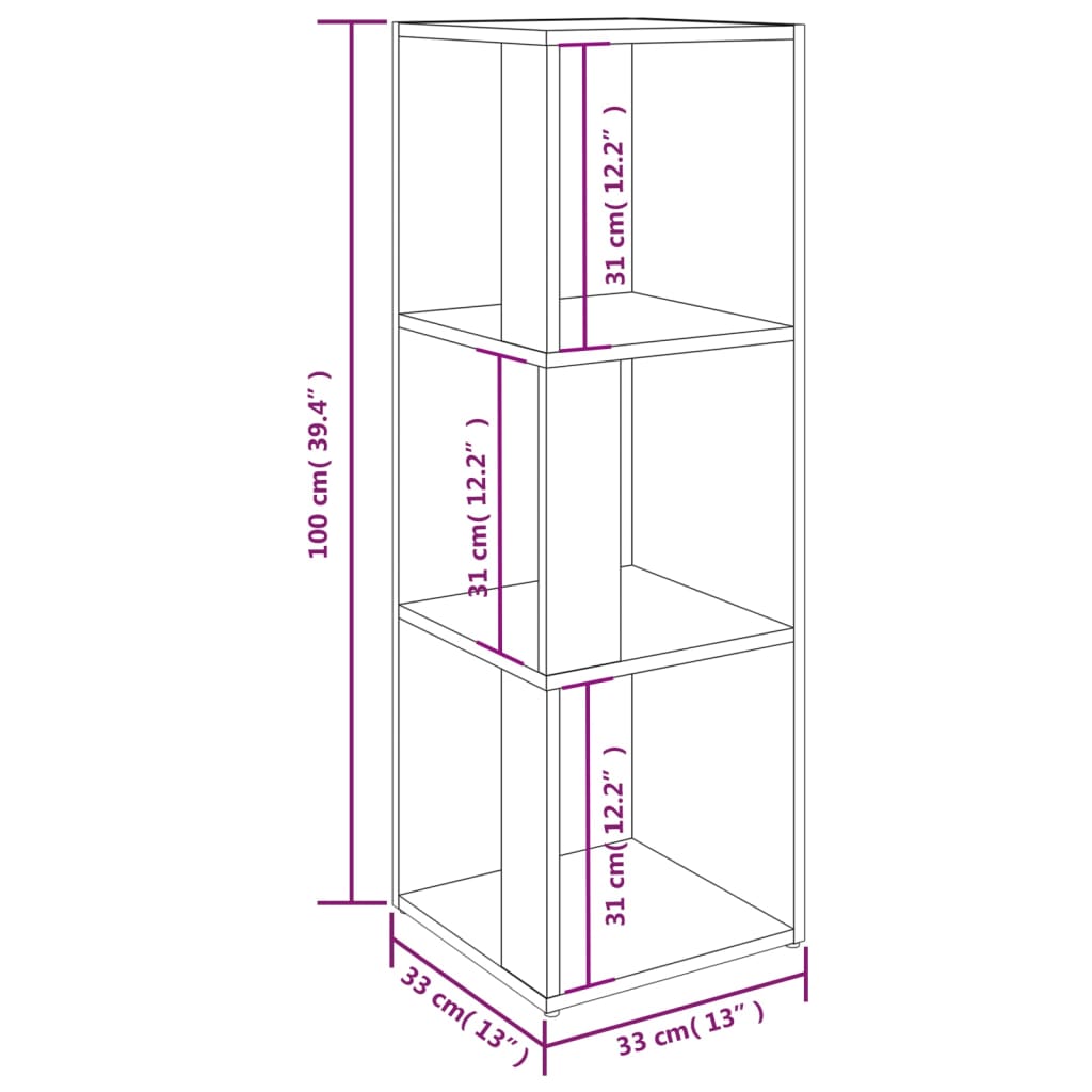 vidaXL Corner Cabinet Smoked Oak 33x33x100 cm Engineered Wood