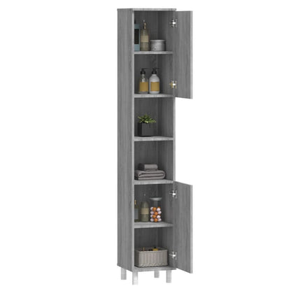 vidaXL Bathroom Cabinet Grey Sonoma 30x30x179 cm Engineered Wood