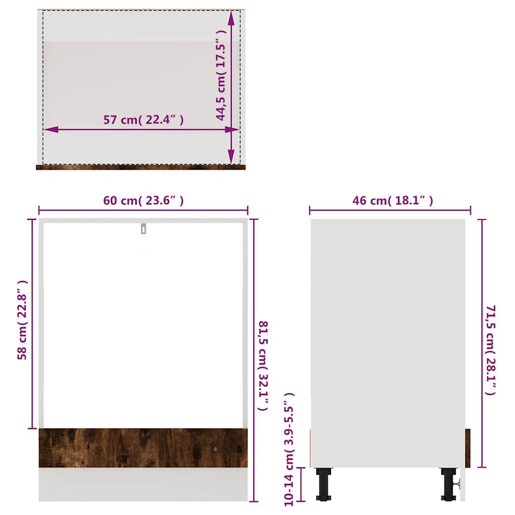vidaXL Oven Cabinet Lyon Smoked Oak 60x46x81.5 cm Engineered Wood