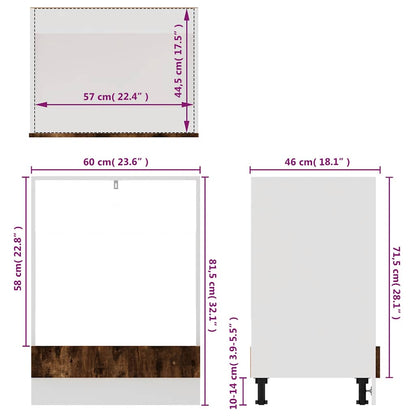 vidaXL Oven Cabinet Lyon Smoked Oak 60x46x81.5 cm Engineered Wood