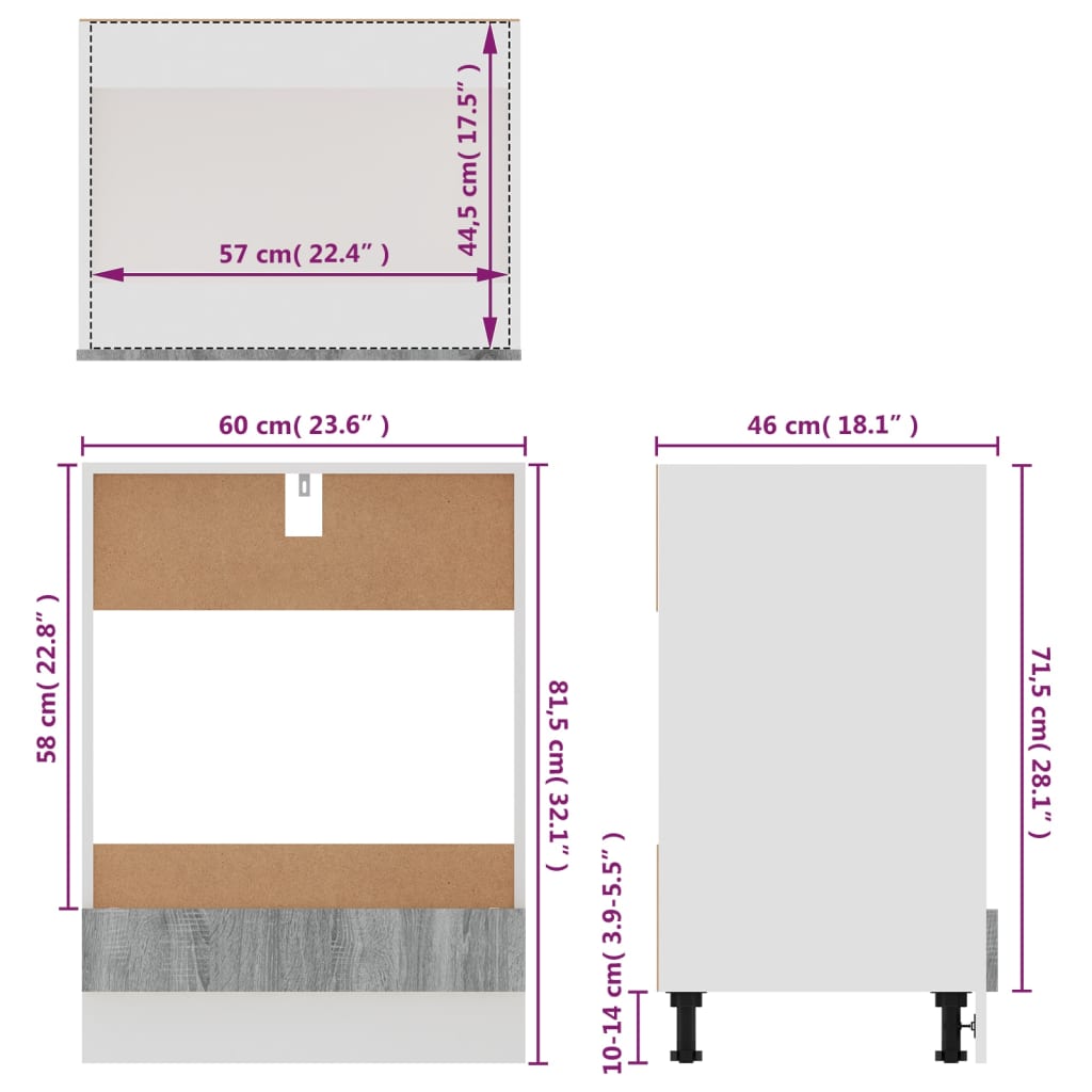 vidaXL Oven Cabinet Lyon Grey Sonoma 60x46x81.5 cm Engineered Wood
