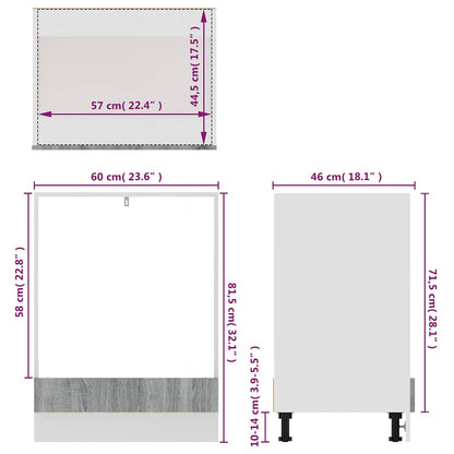 vidaXL Oven Cabinet "Lyon" Grey Sonoma 60x46x81,5 cm Engineered Wood