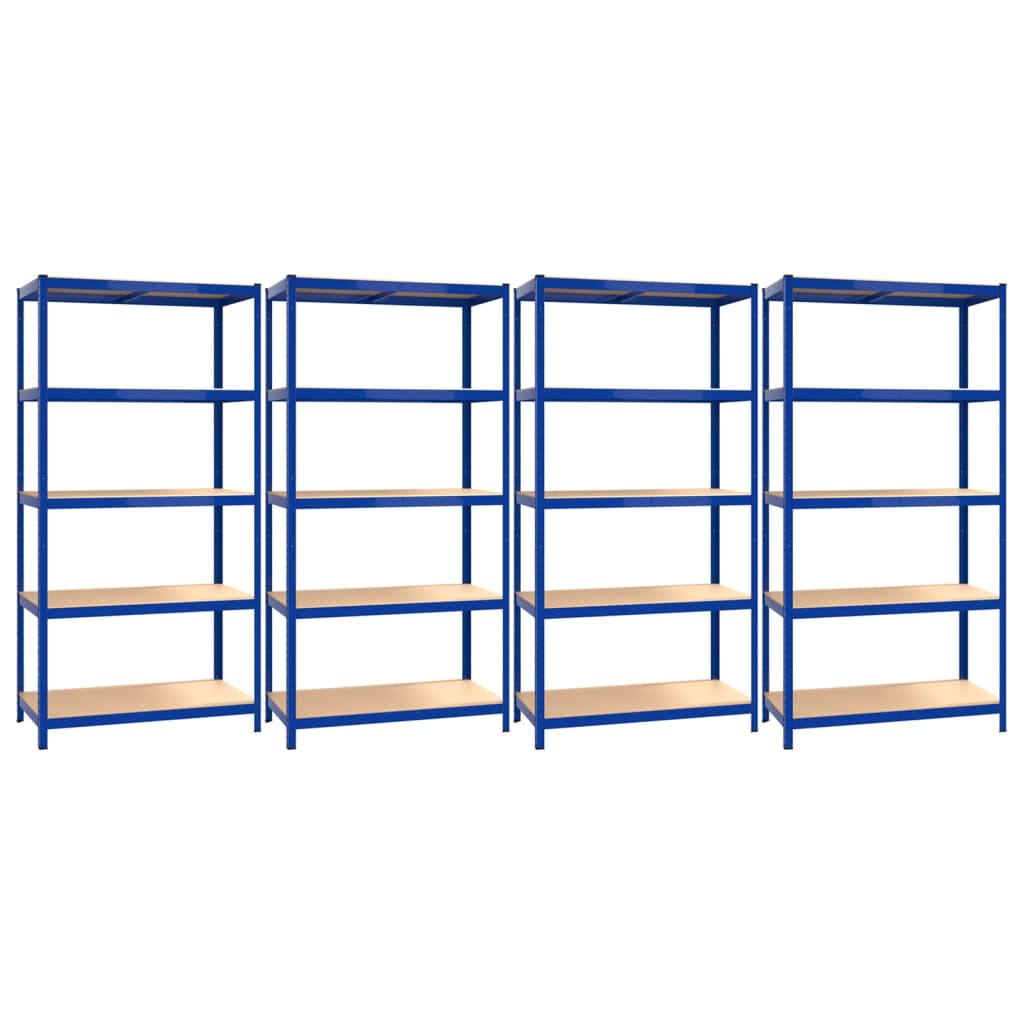 vidaXL 5-Layer Shelves 4 pcs Blue Steel&Engineered Wood