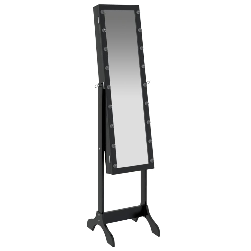 vidaXL Free-Standing Mirror with LED Black 34x37x146 cm