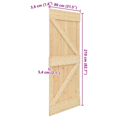 vidaXL Door NARVIK Natural 80 x 210 cm Solid Pine Wood