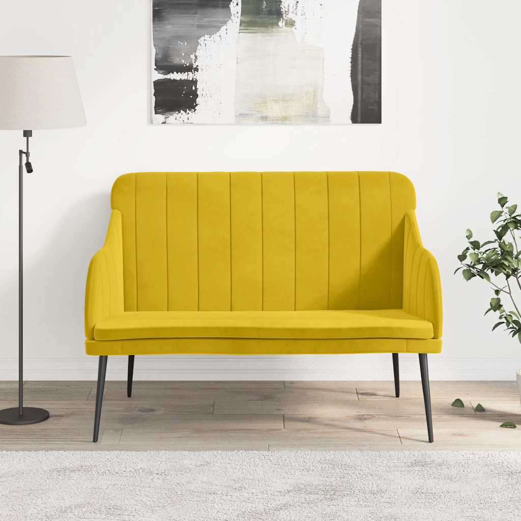 vidaXL Bench Yellow 110x76x80 cm Velvet