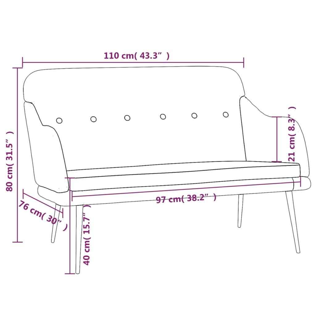 vidaXL Bench Blue 110x76x80 cm Fabric