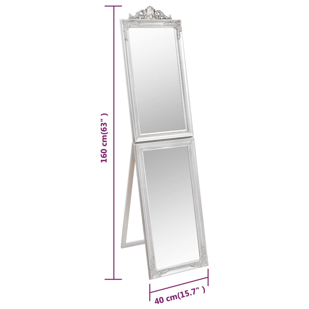 vidaXL Free-Standing Mirror Silver 40x160 cm