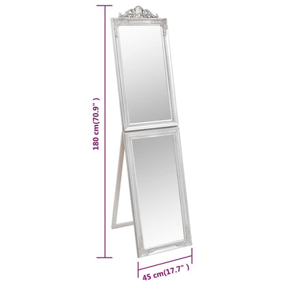 vidaXL Free-Standing Mirror Silver 45x180 cm