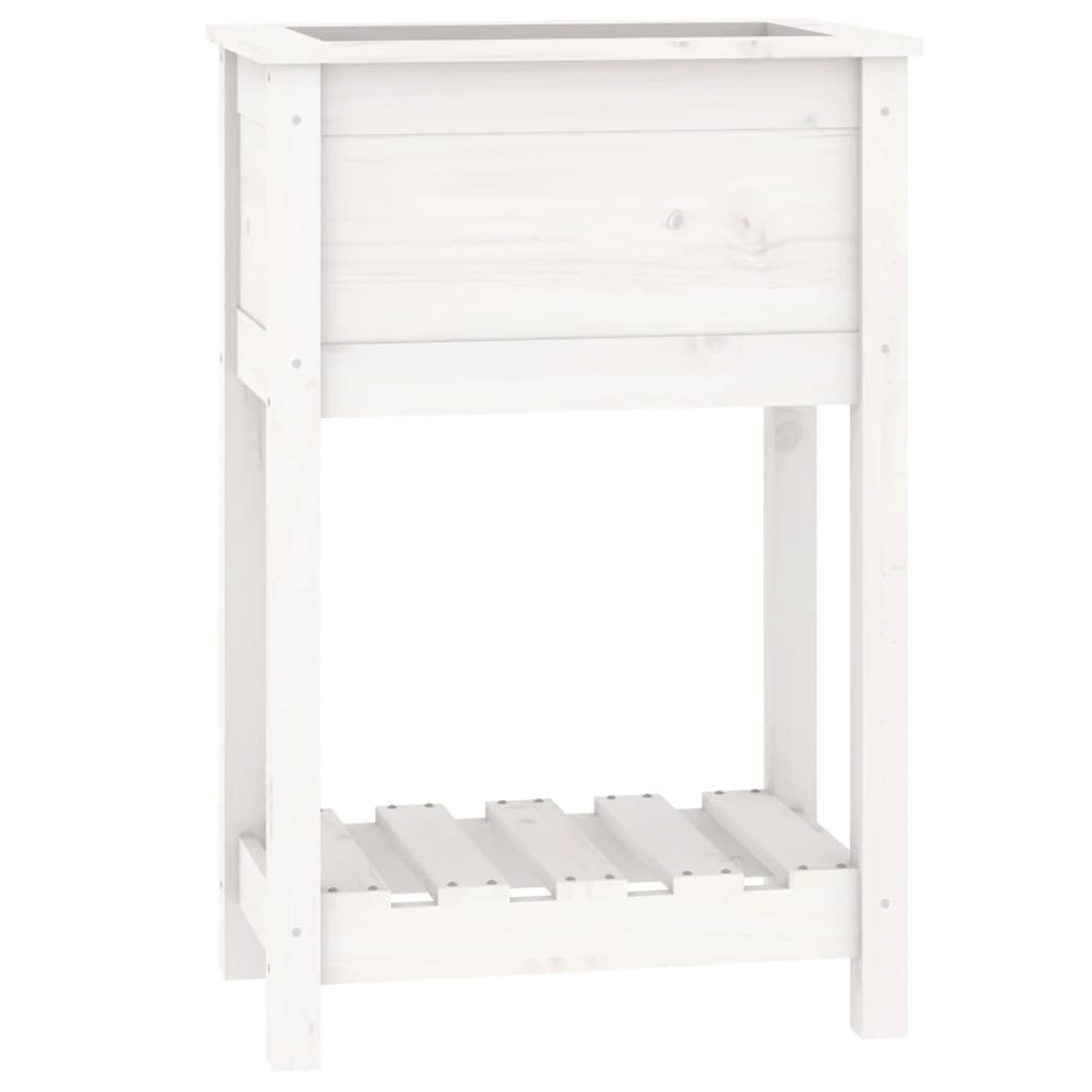 vidaXL Planter with Shelf White 54x34.5x81 cm Solid Wood Pine