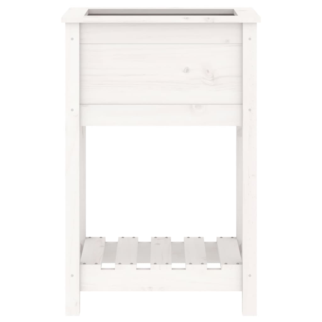 vidaXL Planter with Shelf White 54x34.5x81 cm Solid Wood Pine