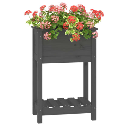 vidaXL Planter with Shelf Grey 54x34,5x81 cm Solid Wood Pine