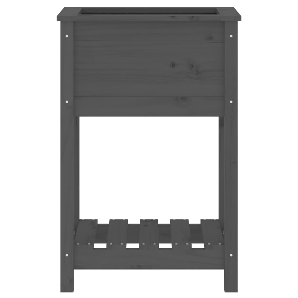 vidaXL Planter with Shelf Grey 54x34,5x81 cm Solid Wood Pine