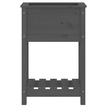 vidaXL Planter with Shelf Grey 54x34,5x81 cm Solid Wood Pine