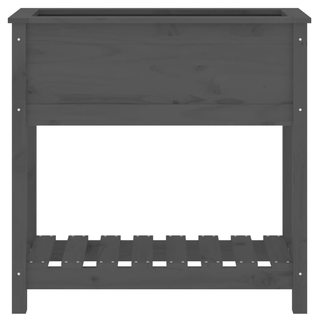 vidaXL Planter with Shelf Grey 82,5x34,5x81 cm Solid Wood Pine