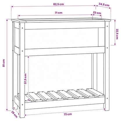 vidaXL Planter with Shelf Grey 82,5x34,5x81 cm Solid Wood Pine