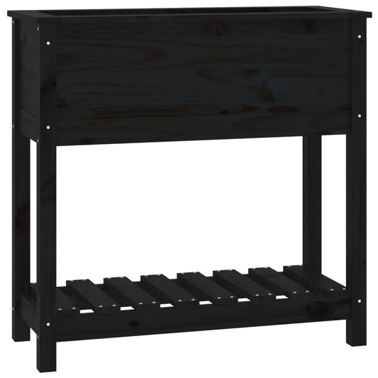 vidaXL Planter with Shelf Black 82.5x34.5x81 cm Solid Wood Pine