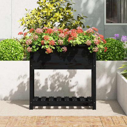 vidaXL Planter with Shelf Black 82.5x34.5x81 cm Solid Wood Pine
