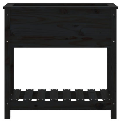 vidaXL Planter with Shelf Black 82.5x34.5x81 cm Solid Wood Pine