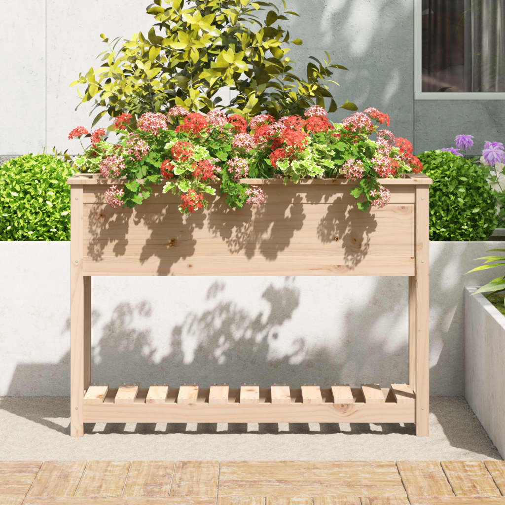 vidaXL Planter with Shelf 111,5x34,5x81 cm Solid Wood Pine