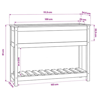 vidaXL Planter with Shelf 111,5x34,5x81 cm Solid Wood Pine