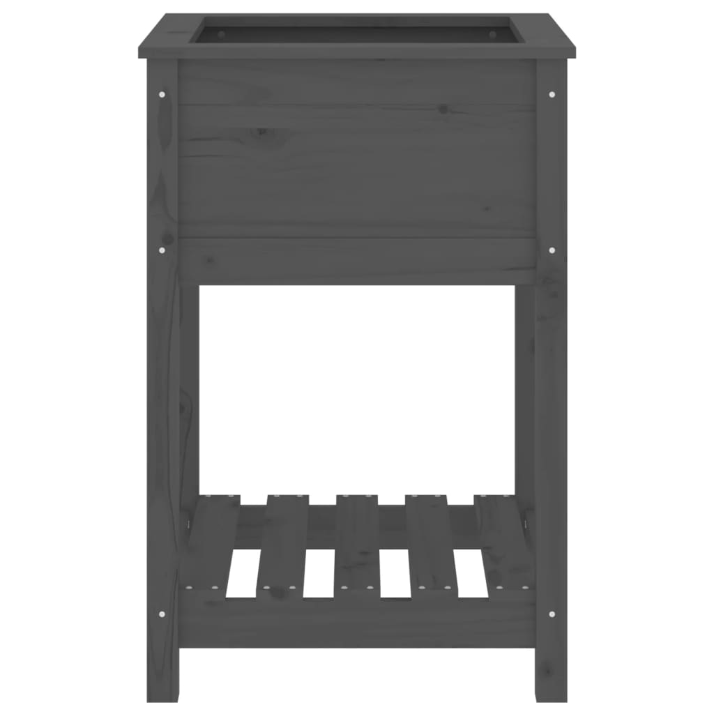 vidaXL Planter with Shelf Grey 54x54x81 cm Solid Wood Pine