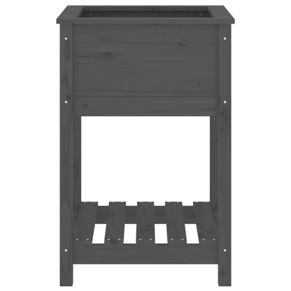 vidaXL Planter with Shelf Grey 54x54x81 cm Solid Wood Pine