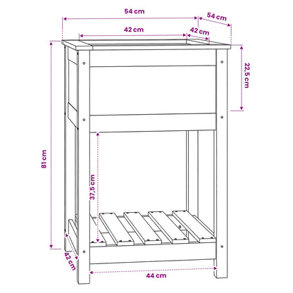 vidaXL Planter with Shelf Grey 54x54x81 cm Solid Wood Pine
