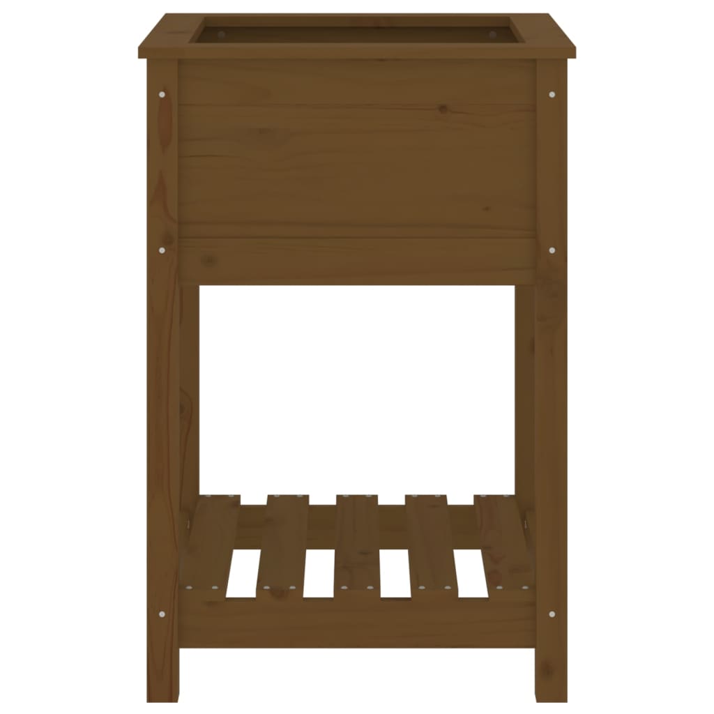 vidaXL Planter with Shelf Honey Brown 54x54x81 cm Solid Wood Pine