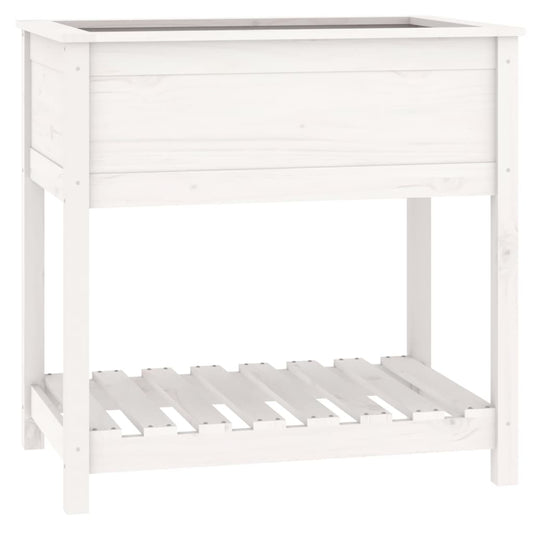 vidaXL Planter with Shelf White 82.5x54x81 cm Solid Wood Pine