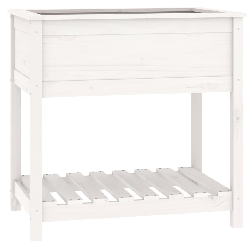vidaXL Planter with Shelf White 82,5x54x81 cm Solid Wood Pine