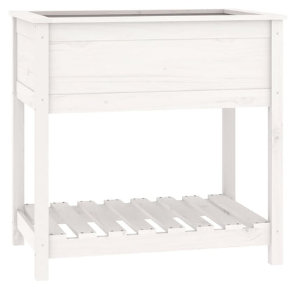 vidaXL Planter with Shelf White 82,5x54x81 cm Solid Wood Pine
