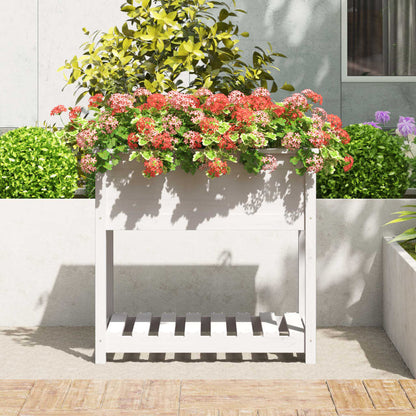 vidaXL Planter with Shelf White 82,5x54x81 cm Solid Wood Pine