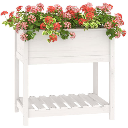 vidaXL Planter with Shelf White 82,5x54x81 cm Solid Wood Pine