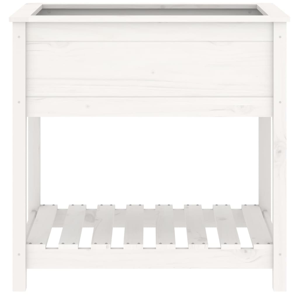 vidaXL Planter with Shelf White 82,5x54x81 cm Solid Wood Pine