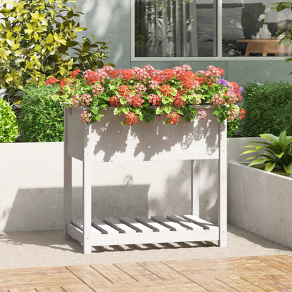 vidaXL Planter with Shelf White 82,5x54x81 cm Solid Wood Pine