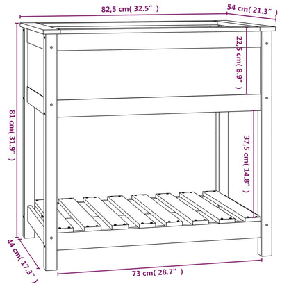 vidaXL Planter with Shelf Grey 82.5x54x81 cm Solid Wood Pine