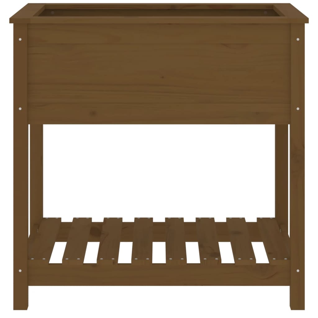 vidaXL Planter with Shelf Honey Brown 82.5x54x81 cm Solid Wood Pine