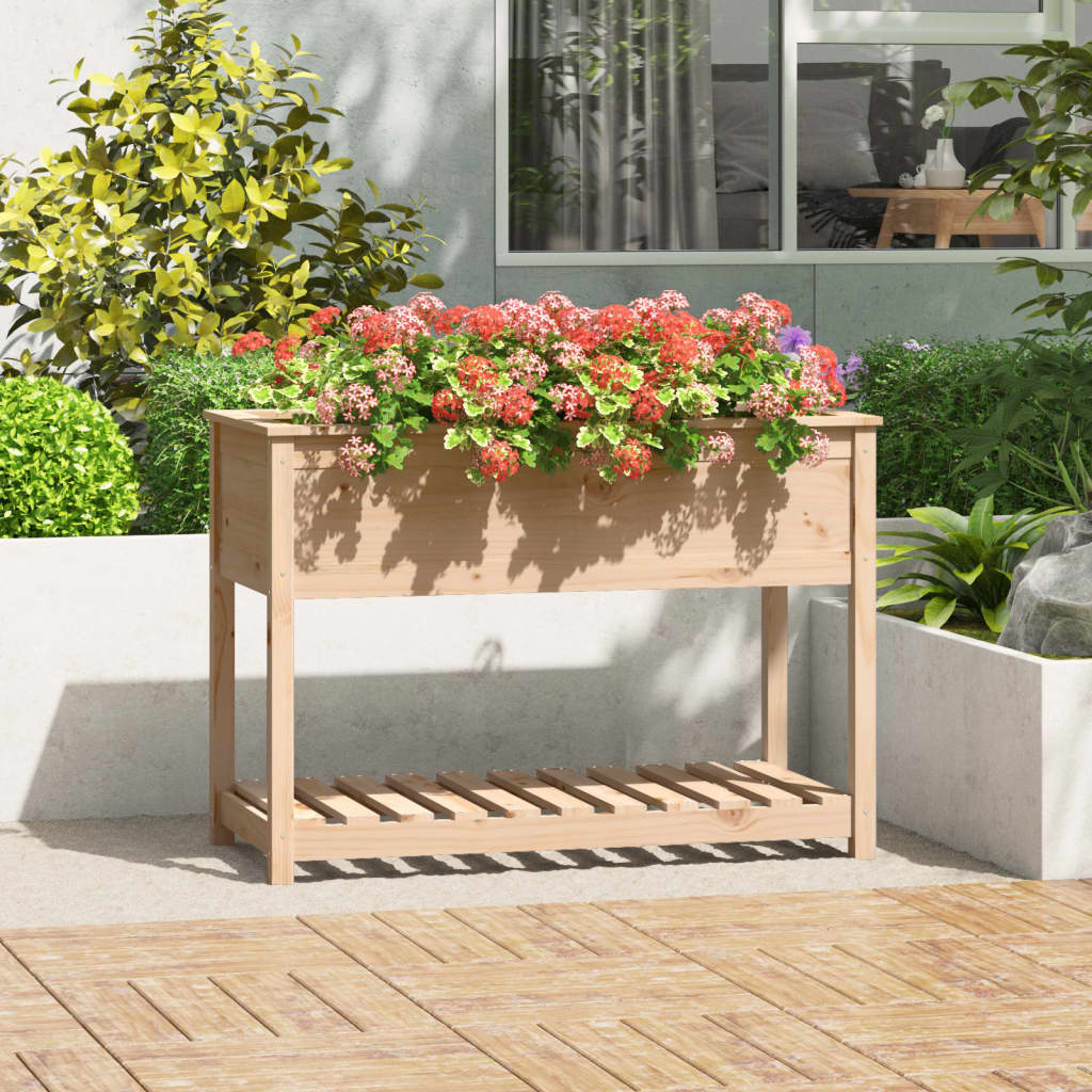 vidaXL Planter with Shelf 111,5x54x81 cm Solid Wood Pine
