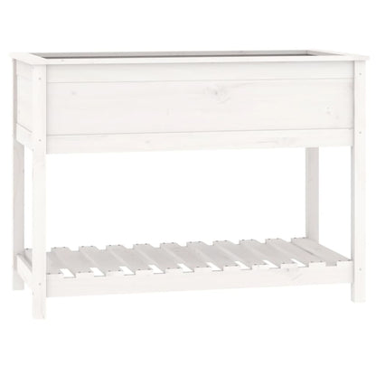 vidaXL Planter with Shelf White 111,5x54x81 cm Solid Wood Pine