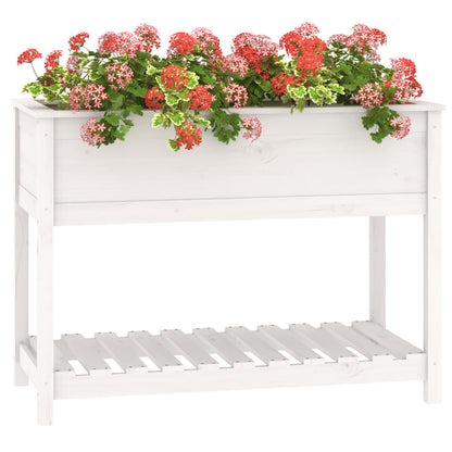 vidaXL Planter with Shelf White 111,5x54x81 cm Solid Wood Pine