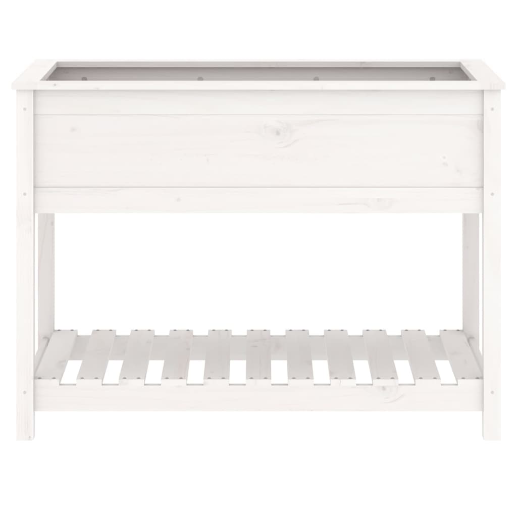 vidaXL Planter with Shelf White 111.5x54x81 cm Solid Wood Pine