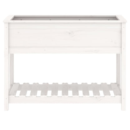 vidaXL Planter with Shelf White 111,5x54x81 cm Solid Wood Pine