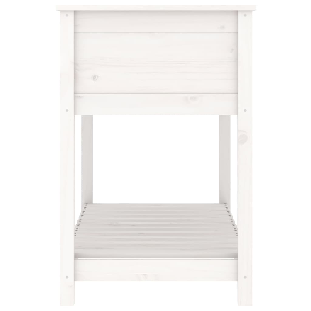 vidaXL Planter with Shelf White 111.5x54x81 cm Solid Wood Pine