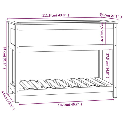 vidaXL Planter with Shelf White 111.5x54x81 cm Solid Wood Pine