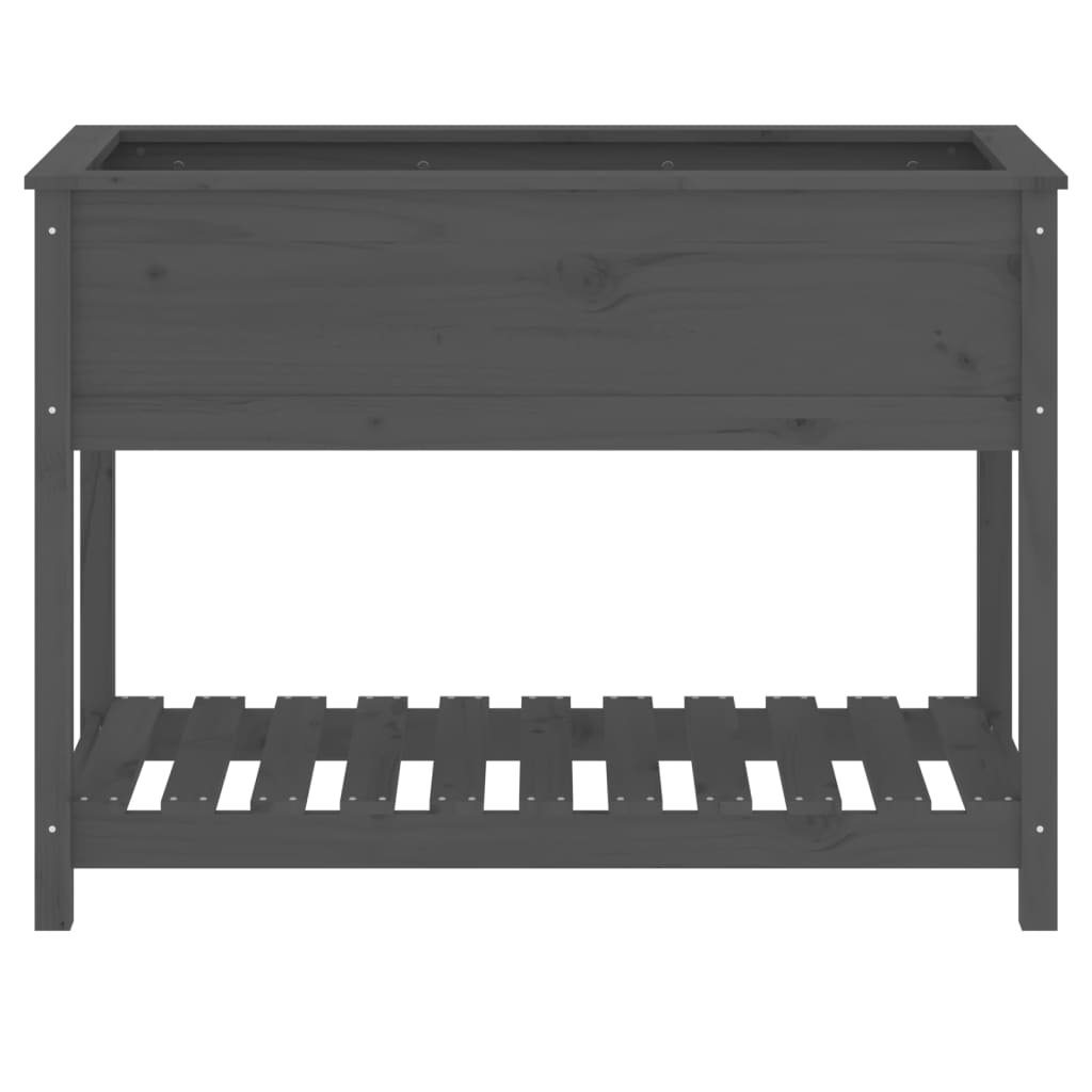 vidaXL Planter with Shelf Grey 111,5x54x81 cm Solid Wood Pine