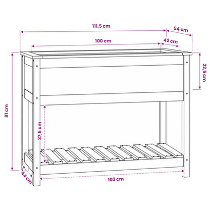 vidaXL Planter with Shelf Grey 111,5x54x81 cm Solid Wood Pine